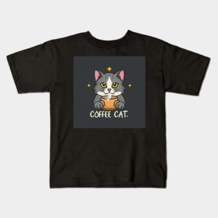 Black coffee cat Kids T-Shirt